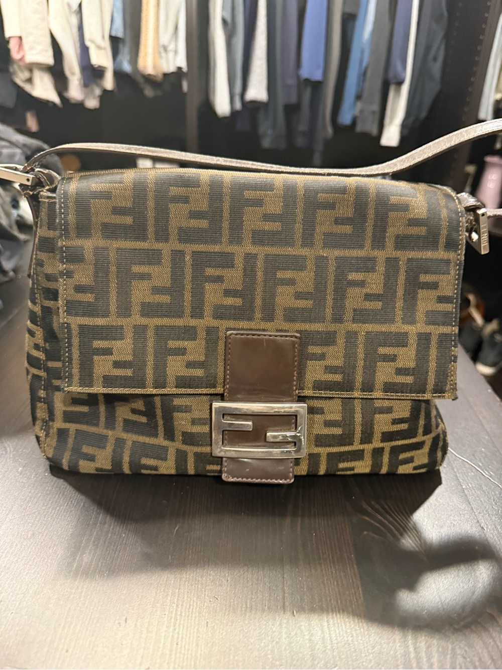 Fendi Zucca Monogram Shoulder Bag - Brown/Black
